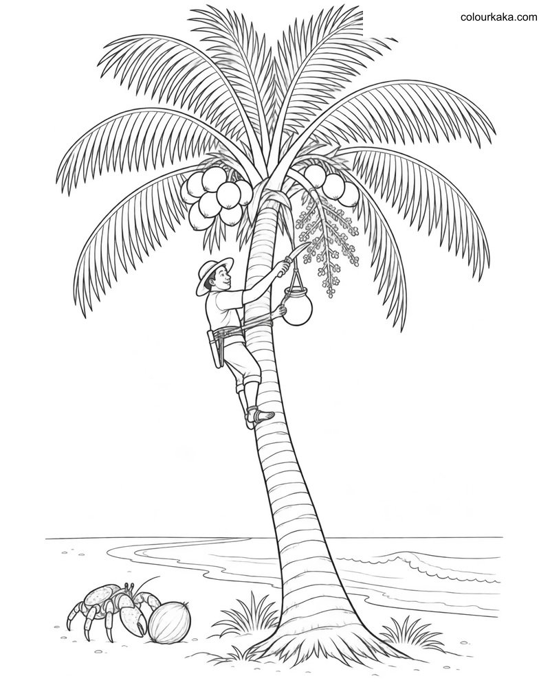 Coconut Palm Beach Colouring thumbnail