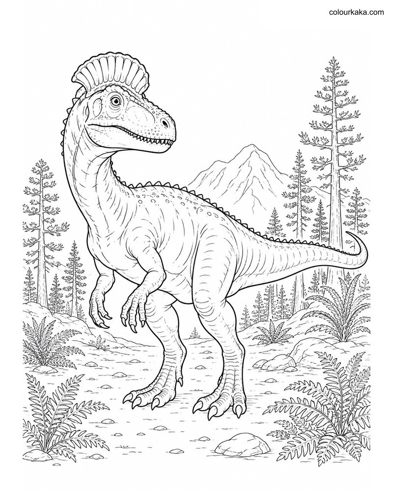 Cryolophosaurus Colouring Page thumbnail