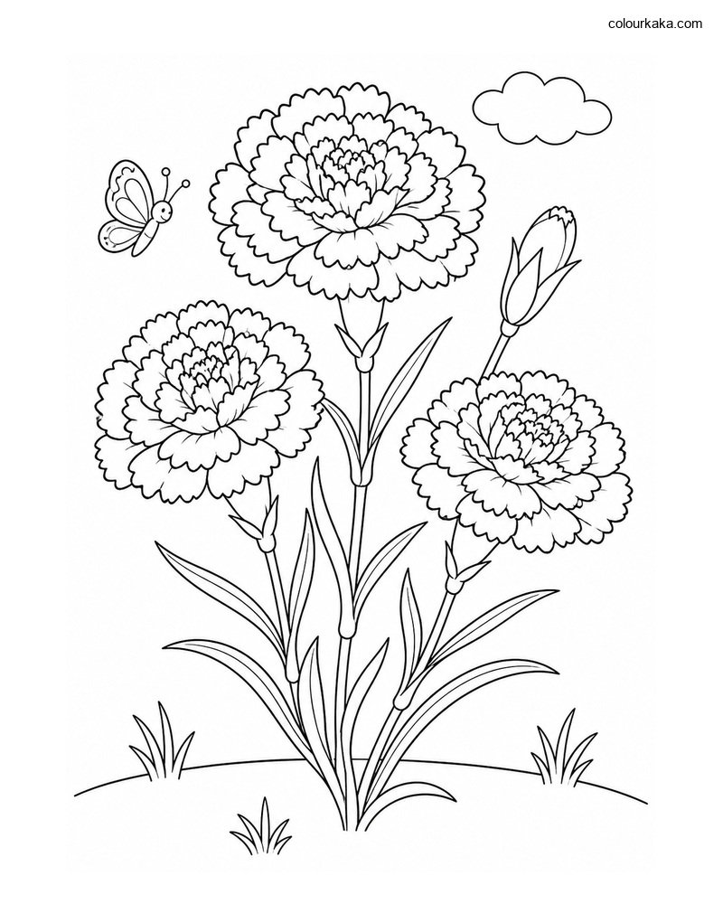 Carnation Flower Colouring Page thumbnail