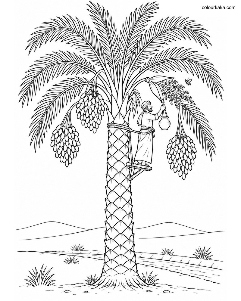 Date Palm Oasis Colouring Page thumbnail