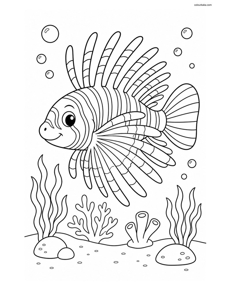 Cute Lionfish Colouring Page thumbnail