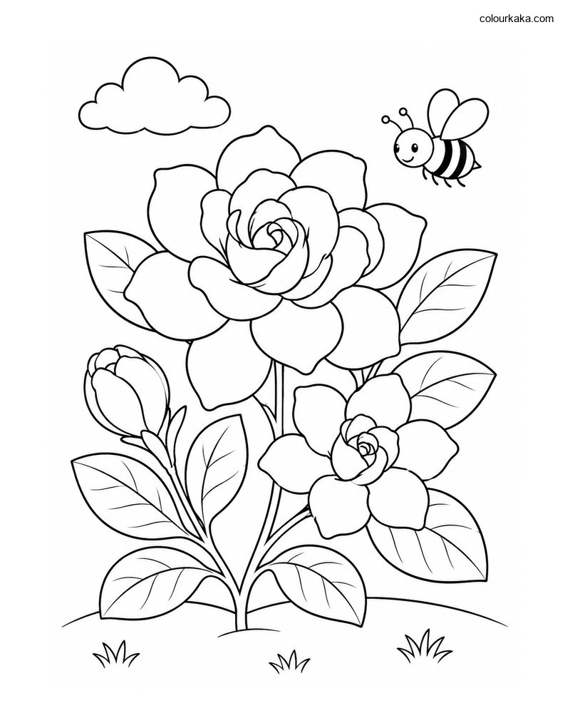 Gardenia Flower Colouring Page thumbnail