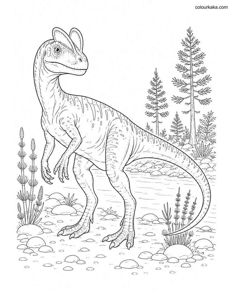 Dilophosaurus Colouring Page thumbnail