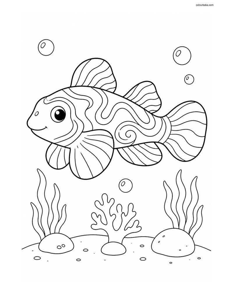 Mandarinfish Colouring Page thumbnail