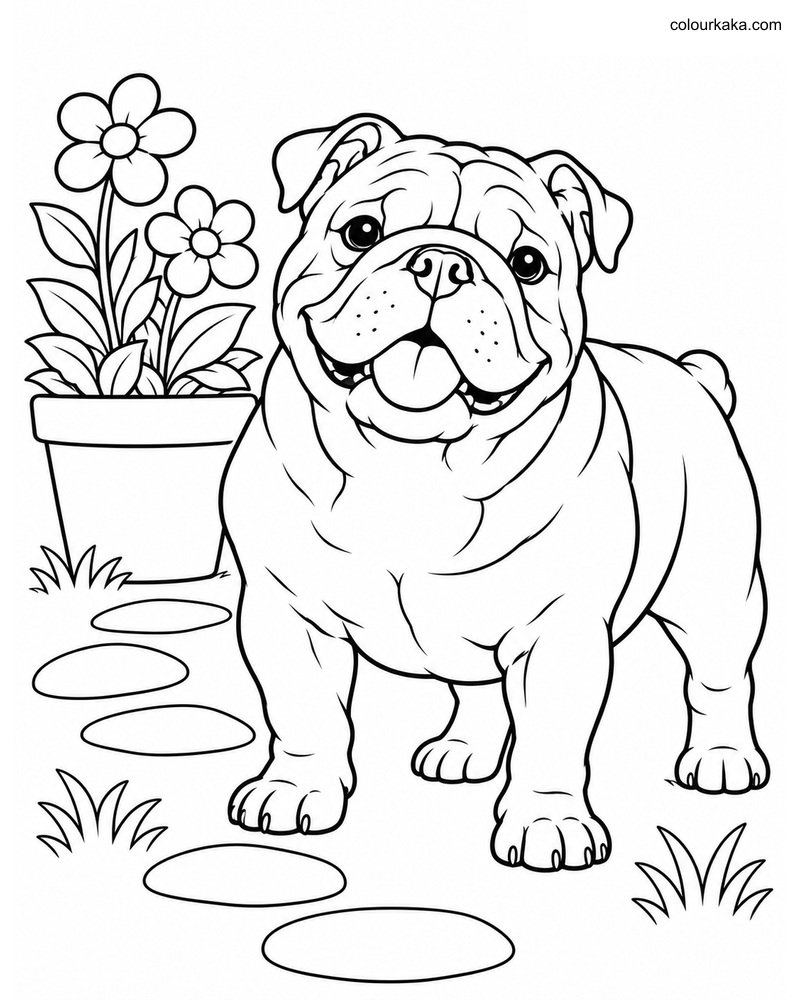 English Bulldog Colouring Page thumbnail