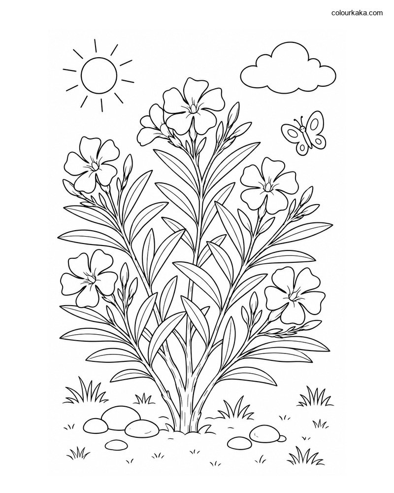 Oleander Garden Colouring Page thumbnail
