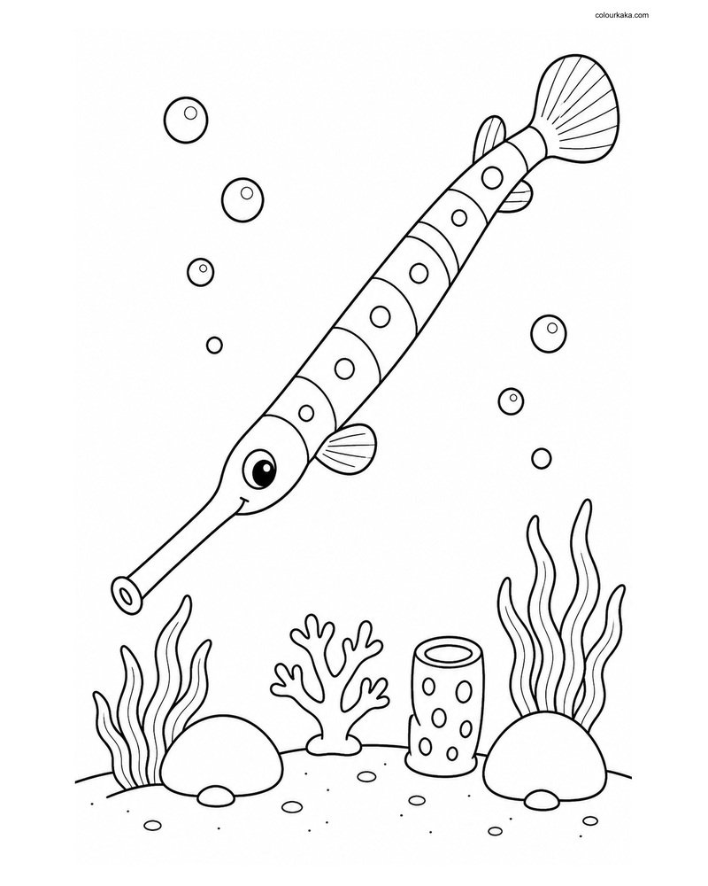 Trumpetfish Colouring Page thumbnail