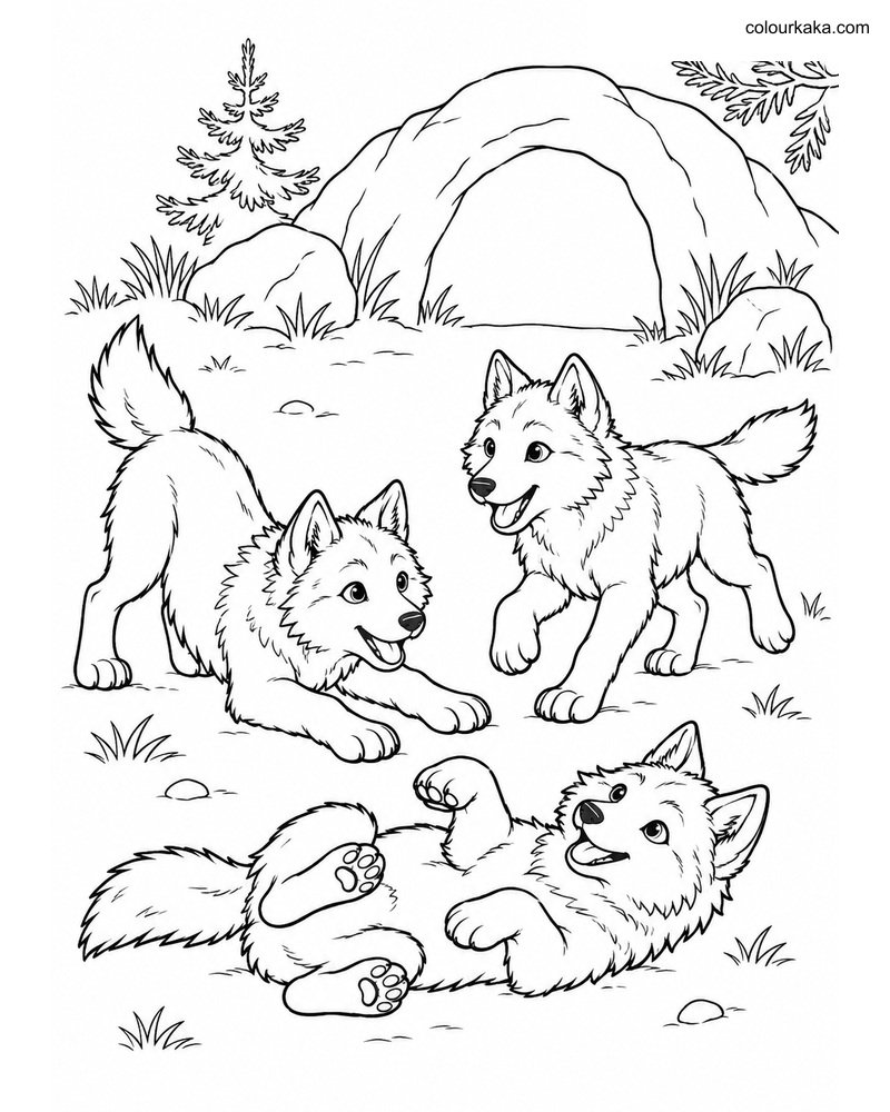 Playful Gray Wolf Pups Page thumbnail