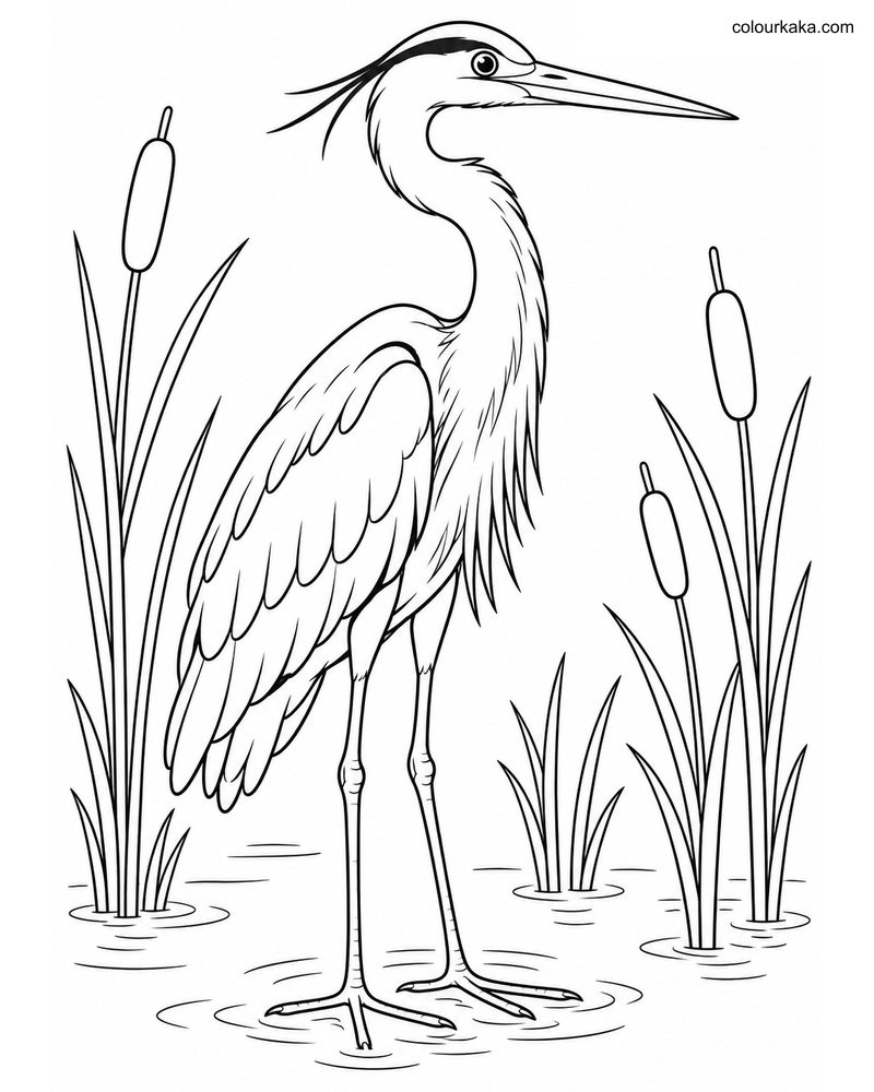 Great Blue Heron Among Reeds thumbnail