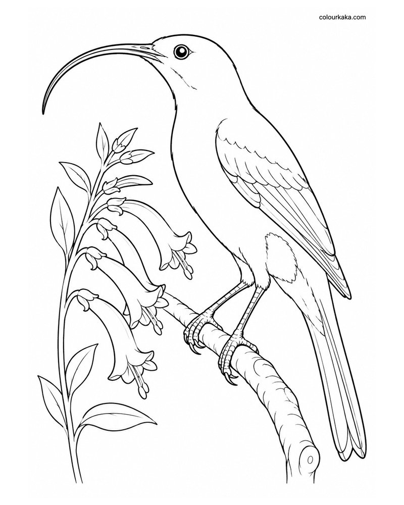 Hawaiian Mamo Colouring Page thumbnail