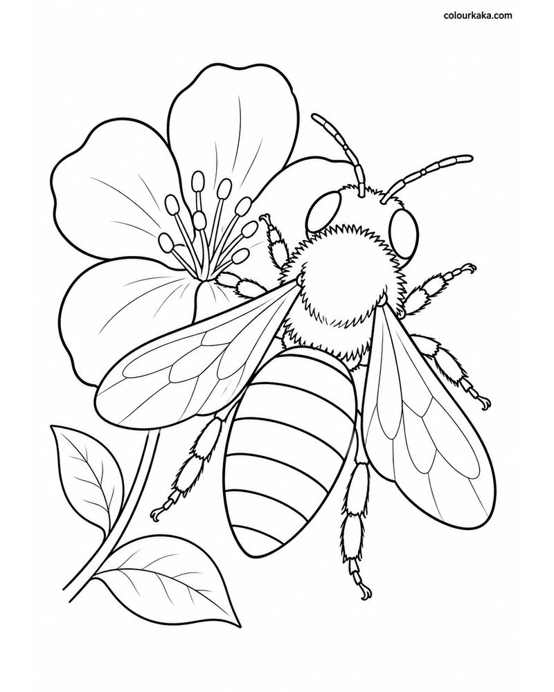 Honey Bee Blossom Colouring thumbnail