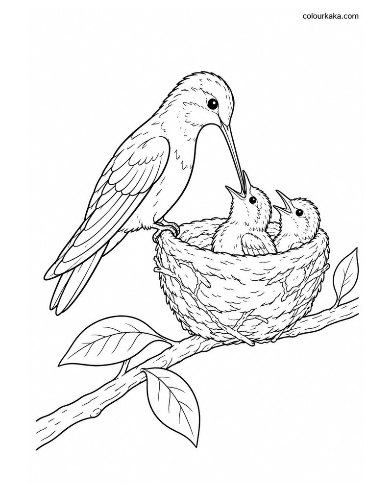Hummingbird Feeding Colouring Page thumbnail