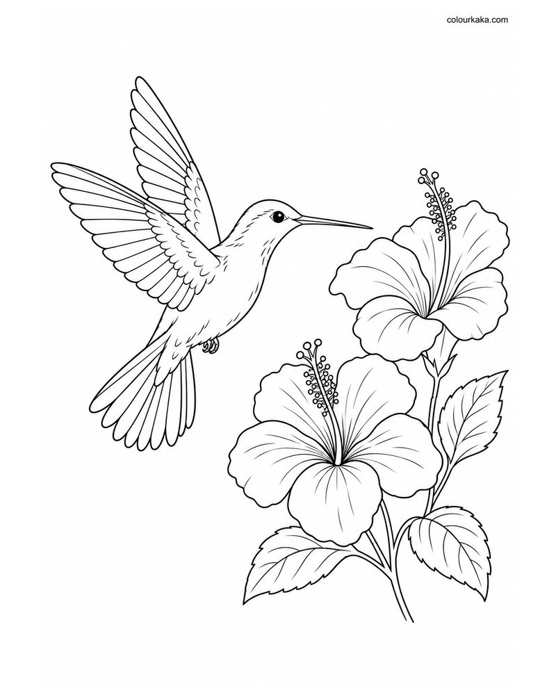 Hummingbird Hovering Colouring Page thumbnail