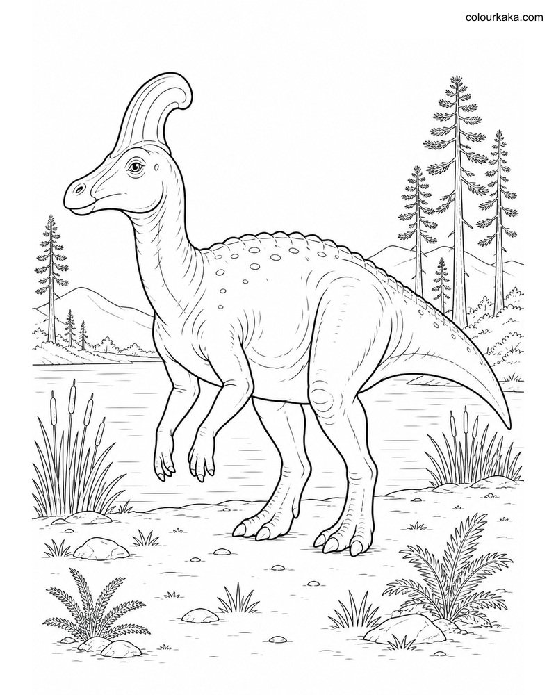 Lambeosaurus Colouring Page thumbnail
