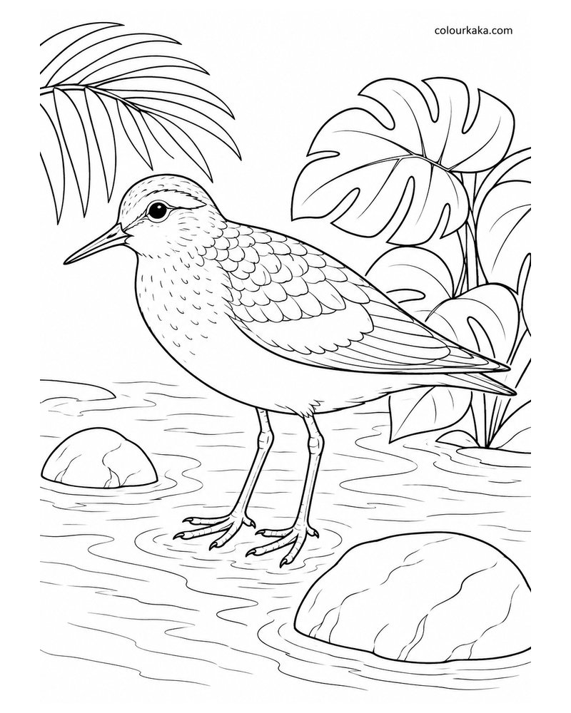 Moorea Sandpiper Colouring Page thumbnail