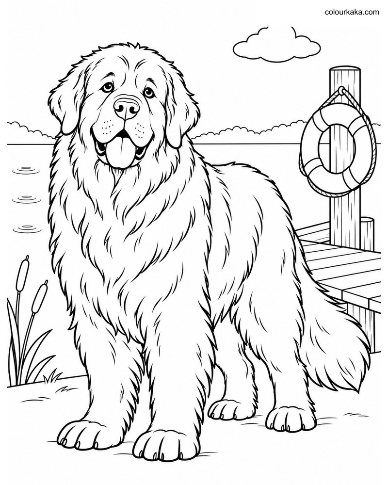 Newfoundland Dog Colouring Page thumbnail