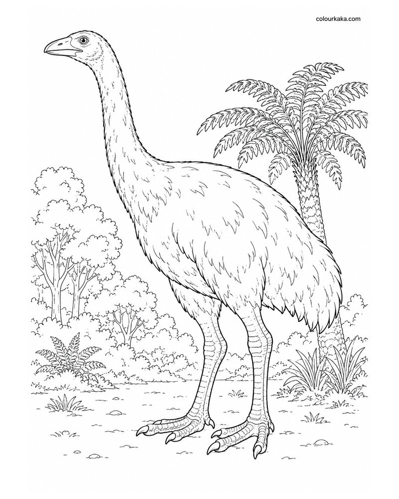 North Island Giant Moa Colouring Page thumbnail