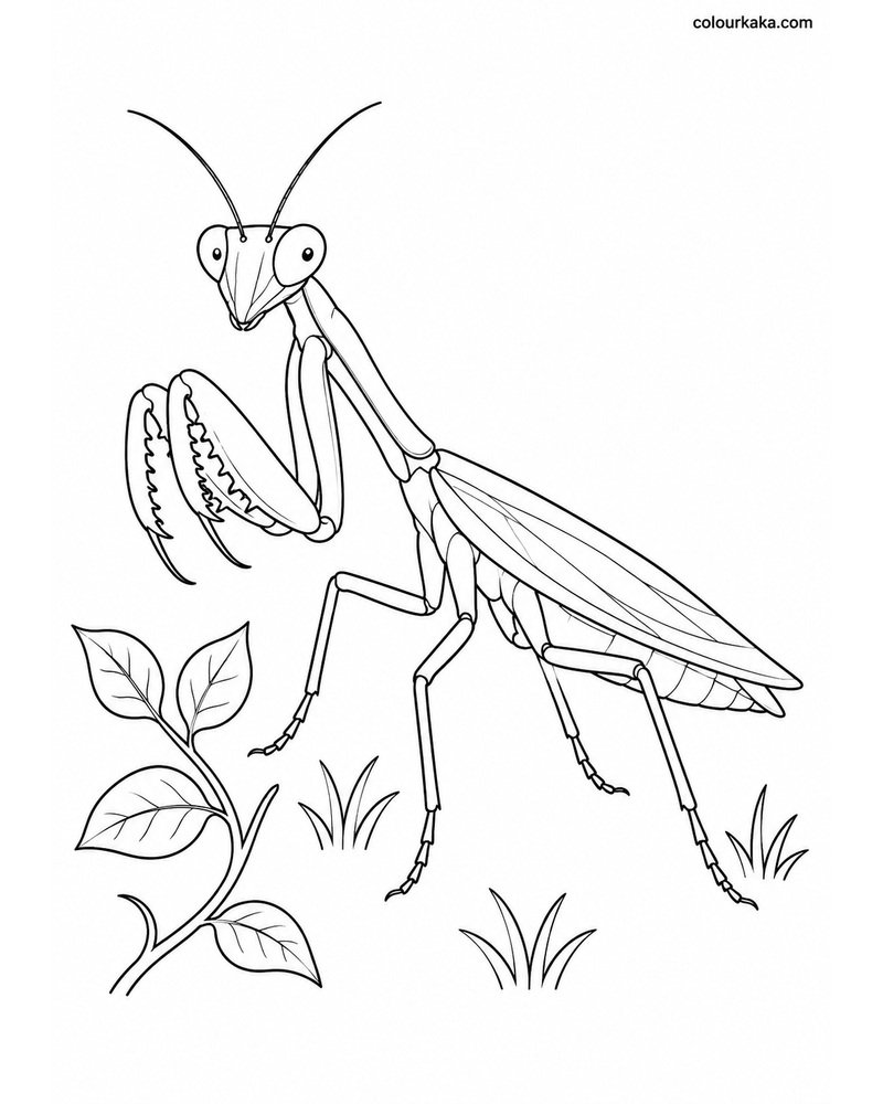 Praying Mantis Garden Colouring thumbnail