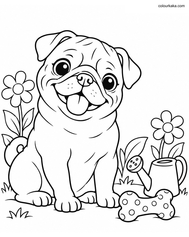 Pug Dog Colouring Sheet thumbnail