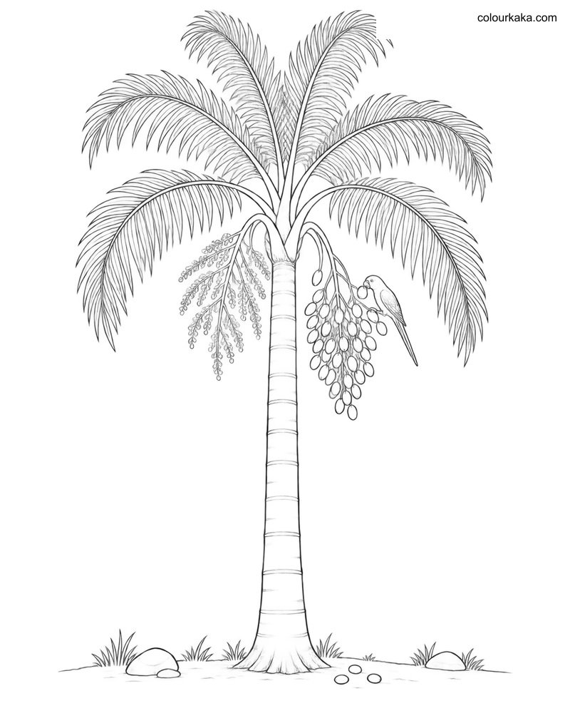 Queen Palm Fruit Colouring Page thumbnail
