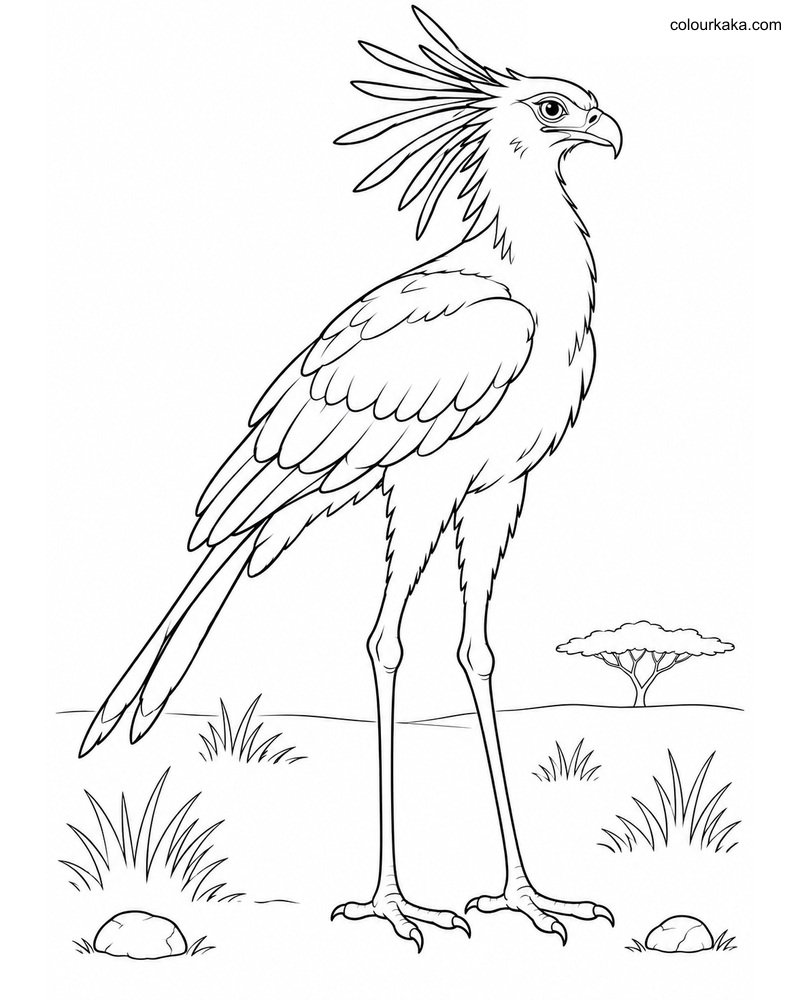 Tall Secretary Bird Colouring thumbnail