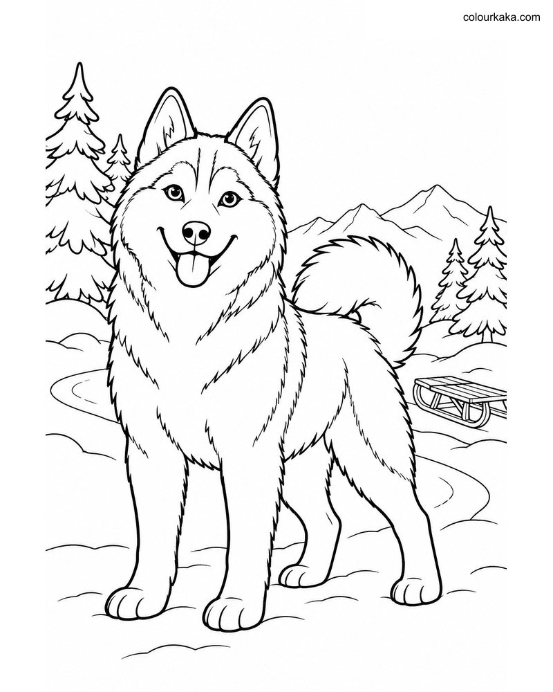 Siberian Husky Colouring Page thumbnail