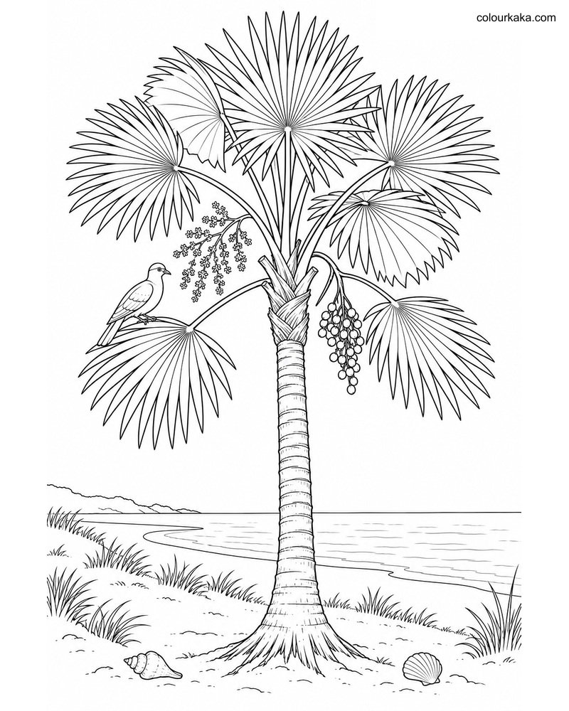 Silver Thatch Palm Colouring thumbnail