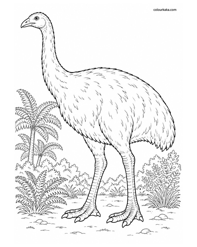 South Island Giant Moa Colouring Page thumbnail