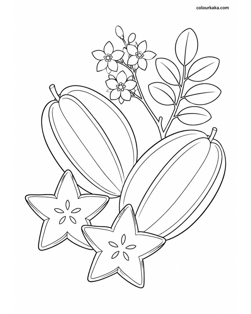 Star Fruit Shapes Colouring thumbnail