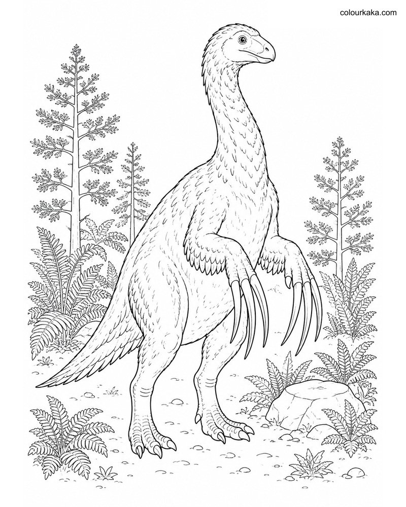 Therizinosaurus Colouring Page thumbnail