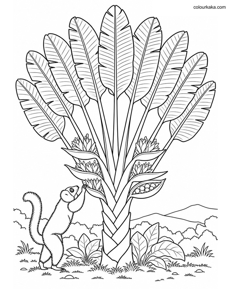 Traveler's Palm Colouring Page thumbnail