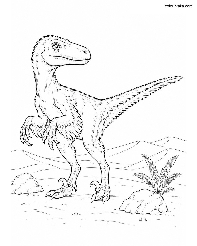Velociraptor Colouring Page thumbnail