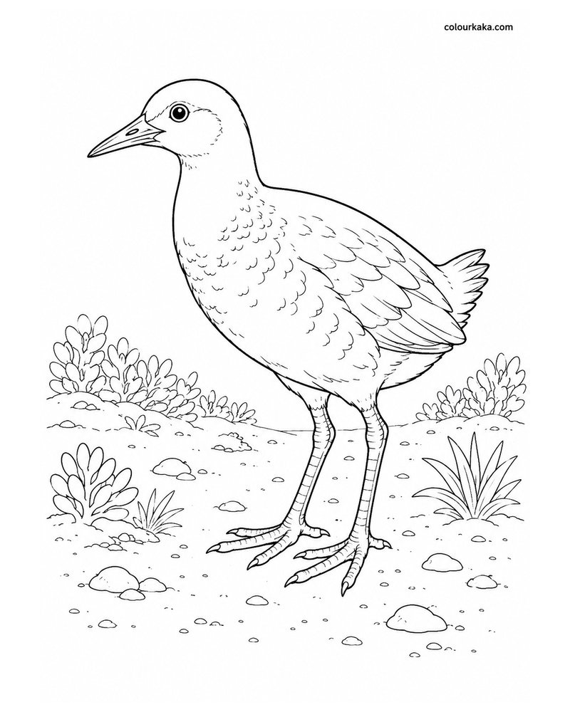 Wake Island Rail Colouring Page thumbnail