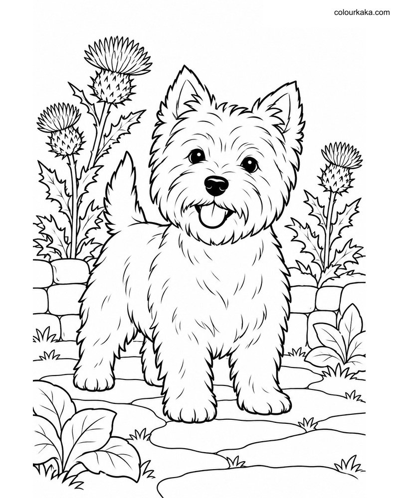 Westie Puppy Colouring Page thumbnail