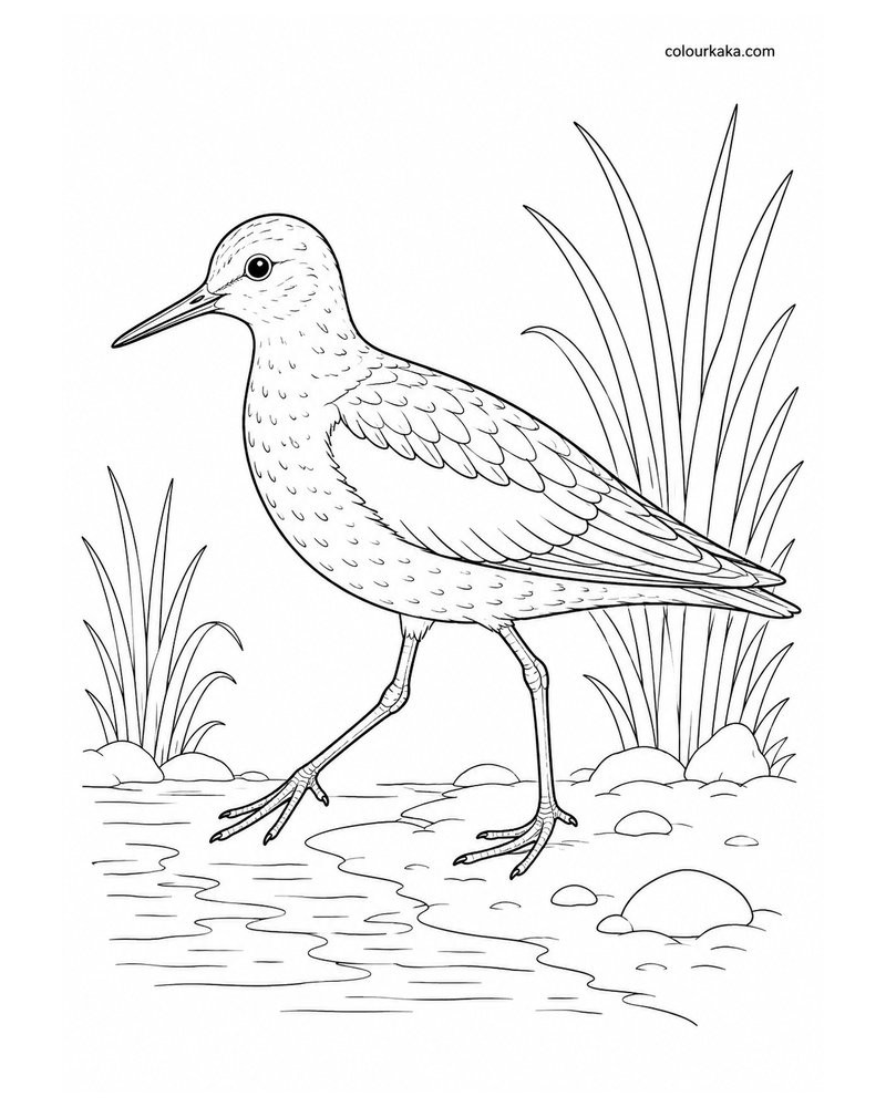 White-winged Sandpiper Colouring Page thumbnail
