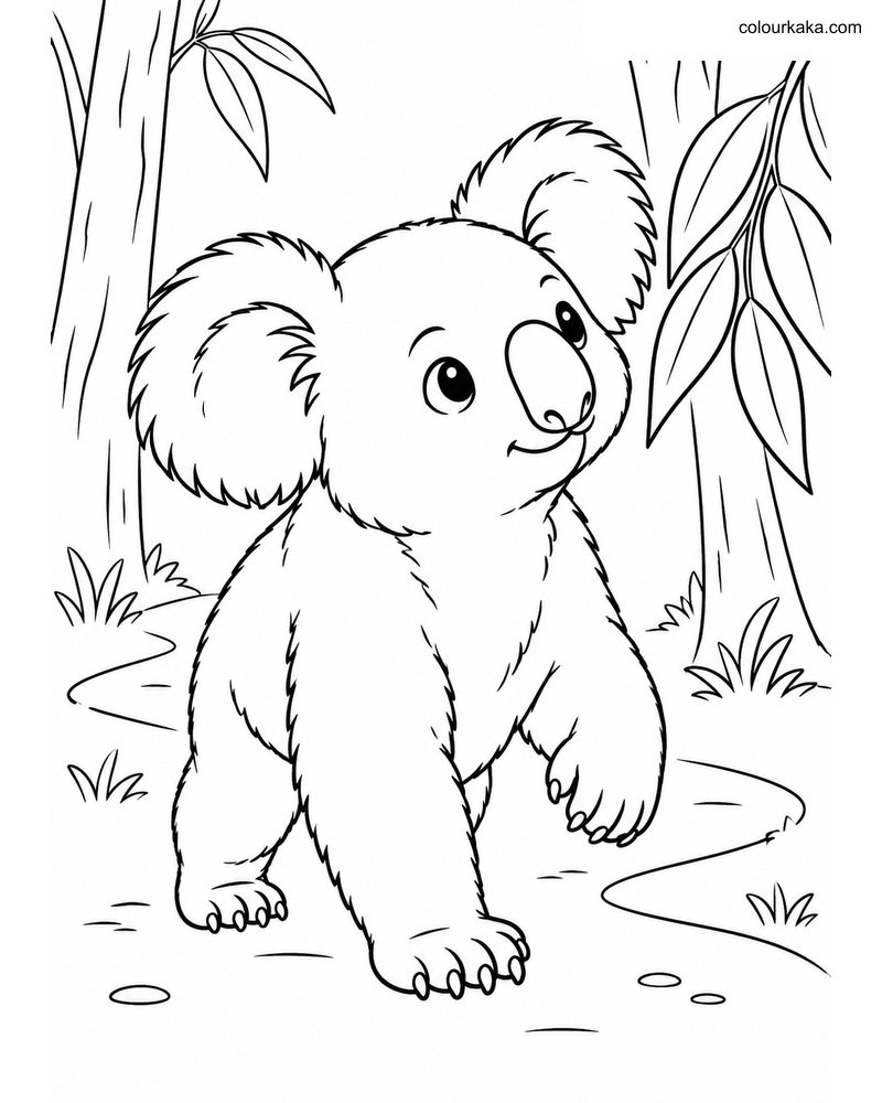 Exploring Koala Colouring Page thumbnail